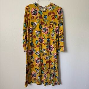LARA Mustard Floral Midi Dress - Size M $25